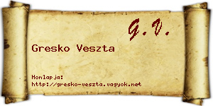 Gresko Veszta névjegykártya